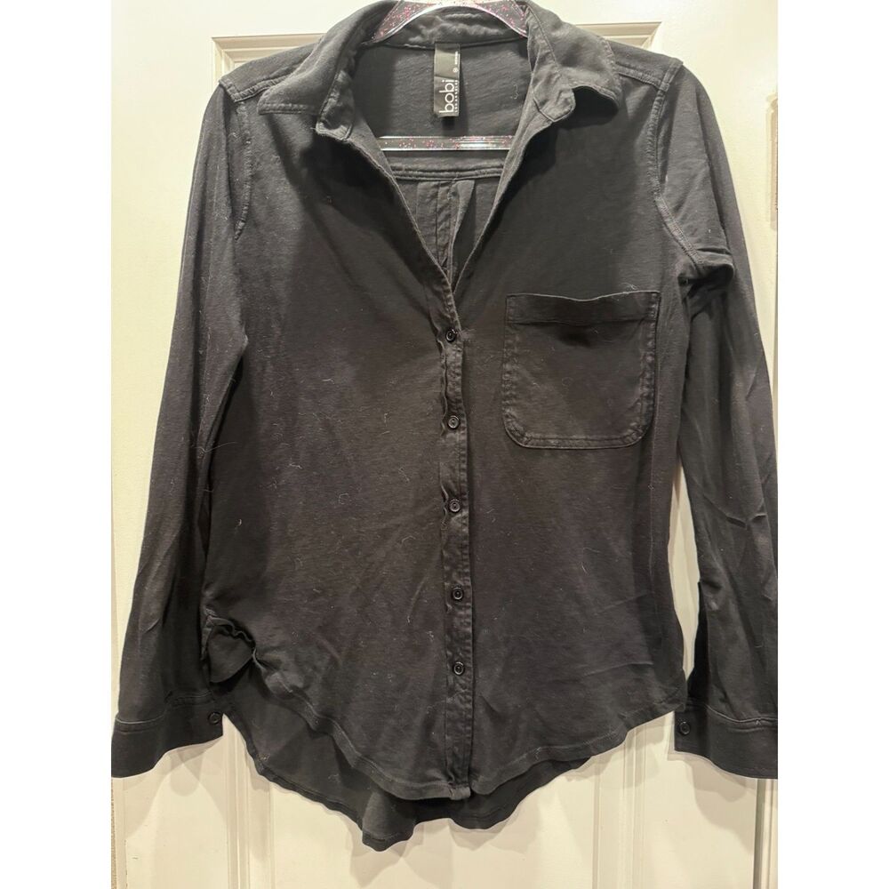 Bobi Los Angeles M Black Lightweight Jersey Button Down Shirt